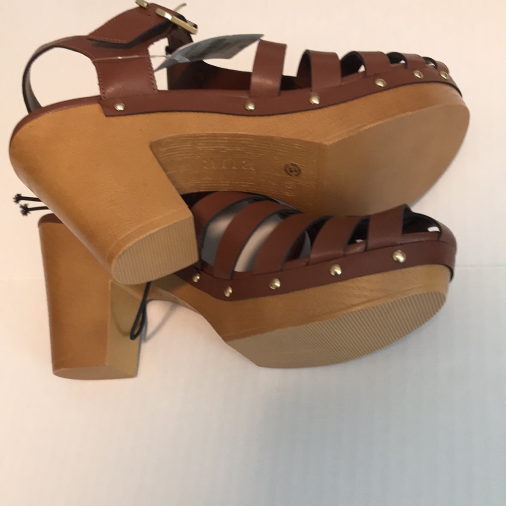 a.n.a Woman's 9.5 Jordan Fisherman Sandals Cognac Brown Studded Block Heel NEW - Picture 6 of 7